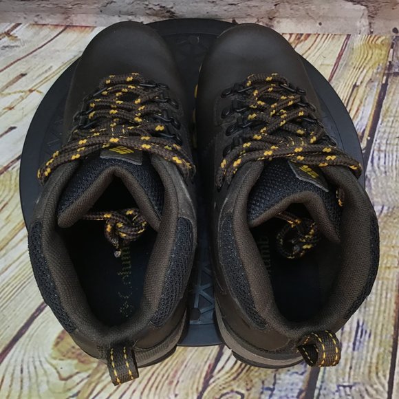 Columbia Kids Brown Leather High Top Waterproof Hiking Boots Wide Fit 2 W Youth - Picture 4 of 8